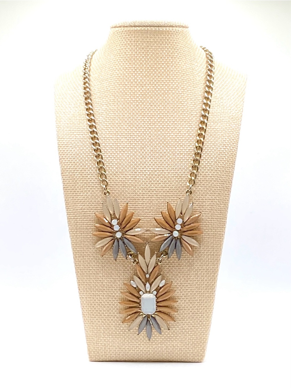Mika Starburst Burst Statement Necklace Neutral Earth Tone Cluster Floral Bib 